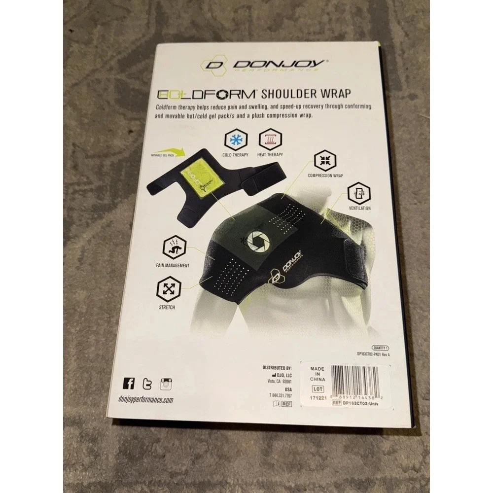 Donjoy Performance Coldform Hot/Cold Therapy Shoulder Wrap‎ + Gel pack New